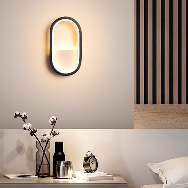 LED Væglampe, 15W Moderne Indendørs Væglampe, Kreativ Metal Væglampe, Soveværelse, Stue (Sort)