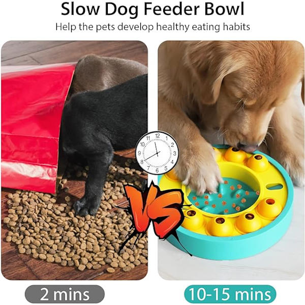 Sakte fôring hundebolle, hundepuslespill, interaktivt hundeleketøy, hunder
