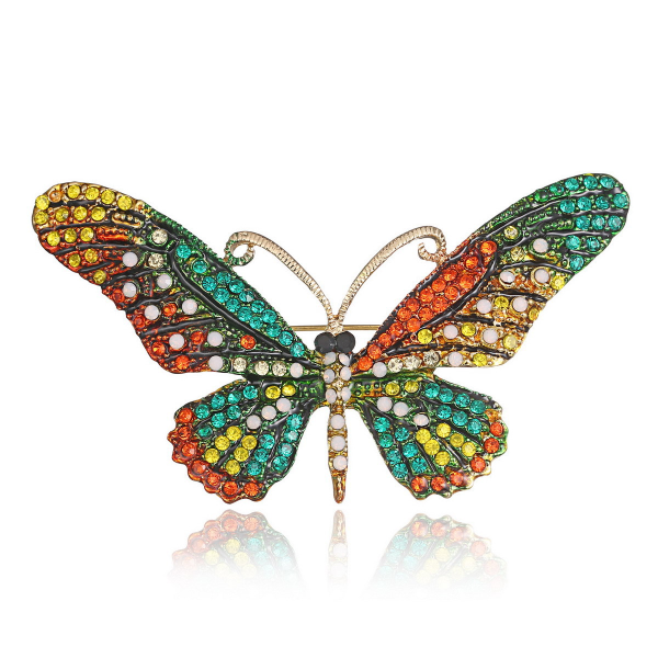 Kvinder store farverige sommerfugleformet brochestift Rhinestone Kryst