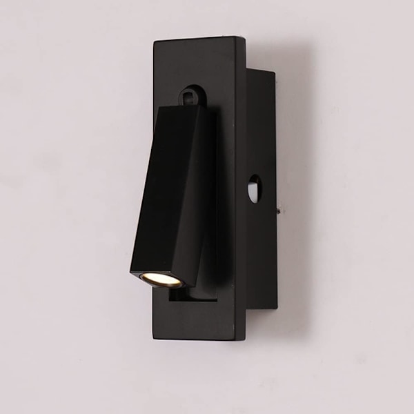 Modern Vägglampa, 3W LED Vägglampa, 350° Rotation Justerbar Spotlight, Varmt Ljus (Svart)