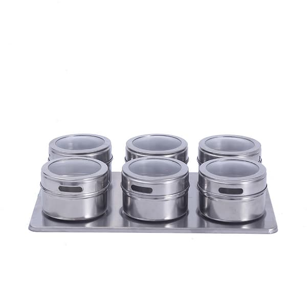 6 stk Base Magnetisk Rustfritt Stål Krydderkrukke Krydderflaske