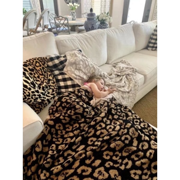 Ullfilt stickad filt plus sammet stickad jacquard filt leopard filt