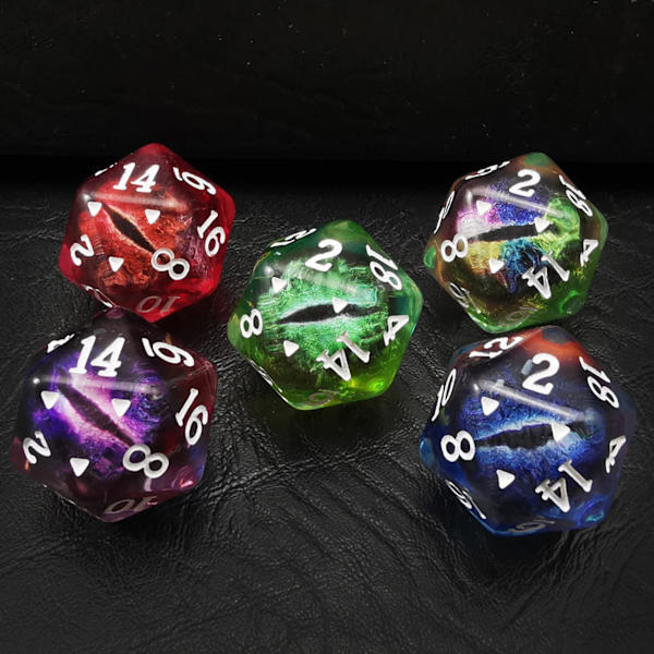 Polyhedral Dragon Eye 20-sidet terning 5-delt sæt, standardstørrelse 20