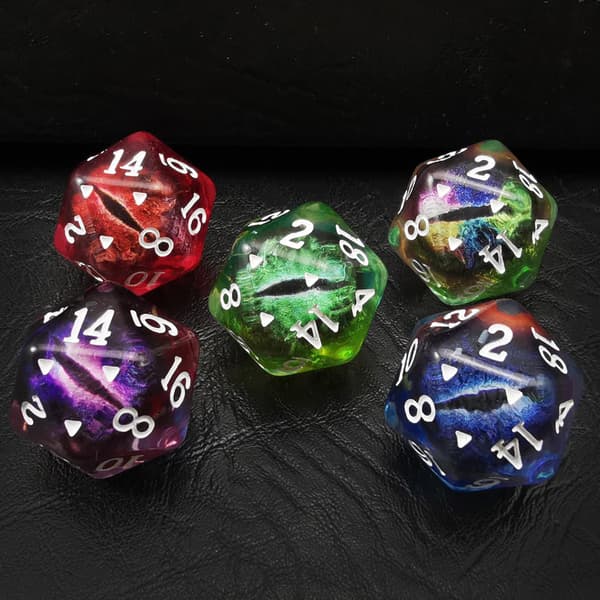 Polyhedral Dragon Eye 20-sidig tärning 5-pack, standardstorlek 20