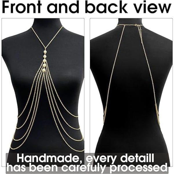 Pearl Body Chain Sexy Cross Chest Chain Multilayer Gold Layered T