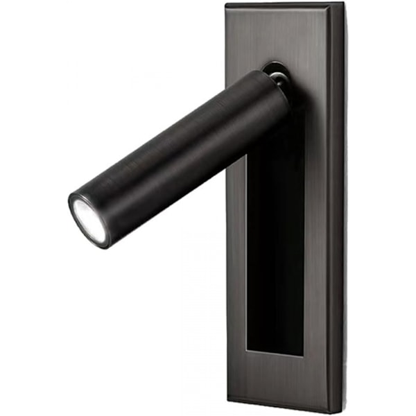 LED Læselampe til Soveværelse, 350° Rotation, 90° Foldbar, 3W Varmt Lys (Sort)