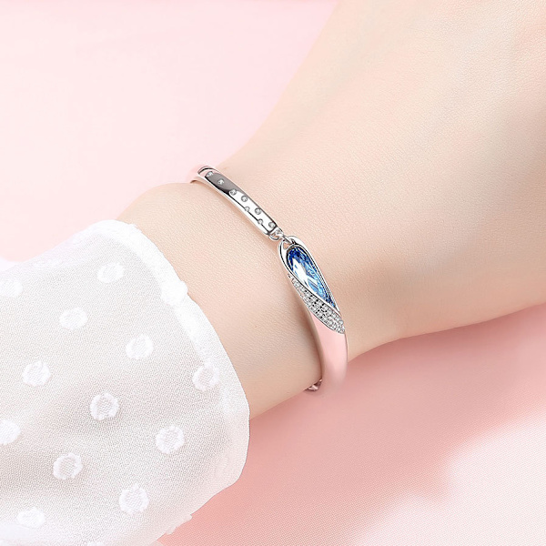 S925 Sterling Silver Crystal Armband, Dam födelsedag sten Crystal Armband, Silver Smycken Present till henne