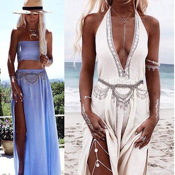 Sequin midjekedja strand mage kedja mode midja smycken Nightc