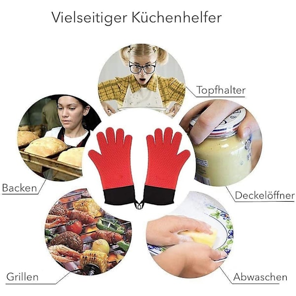 Silikonugnshandskar Värmebeständiga Grillhandskar Halkskyddad Matlagning