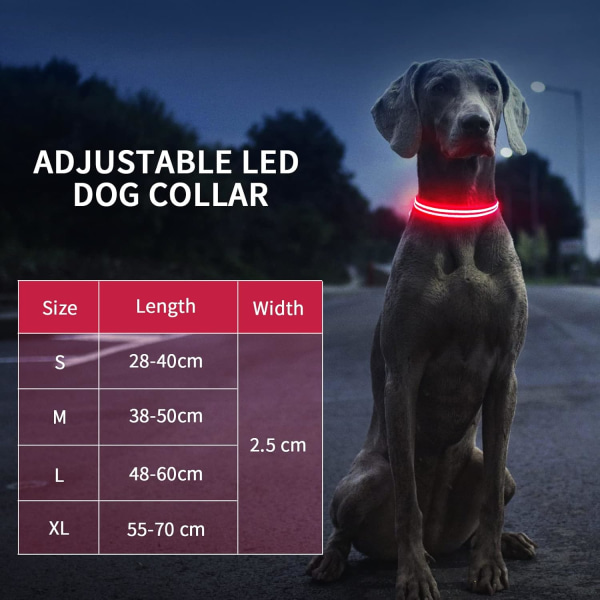 Uppladdningsbart LED-hundhalsband Vattentätt Lysande Hundhalsband Flashi