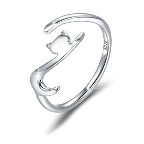 Cubic Zirconia Kat Stjerne Måne Sommerfugl Ring Sød Ring Justerbar