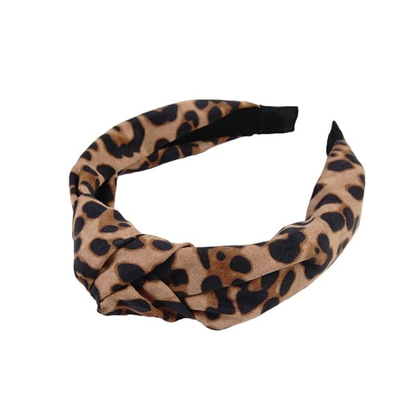 Leopardmønstret pannebånd for kvinner, bred knutebånd, leopard