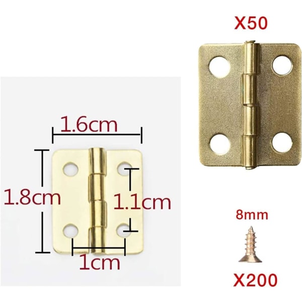 Small Mini Hinges, 50 Packs Cabinet Door Drawer Chest Hinges Conn