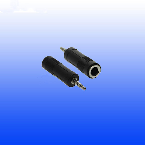 Adapter og kabel stik 3,5mm, 6,35mm, Sort, Han/Hun, Pl