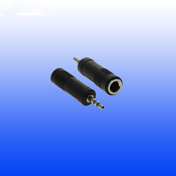 adapter og kabelstik 3,5 mm, 6,35 mm, sort, han/hun, pl
