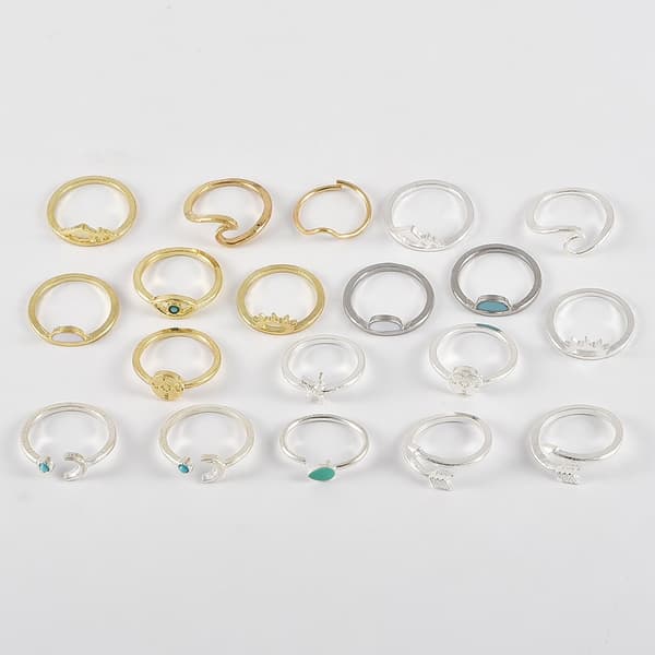 Boho Retro Stackable Rings Sets för tonåringar flickor kvinnor, Peak Sea Wa
