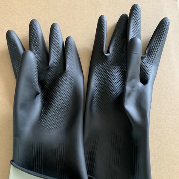 35CM Tunga Svarta Handskar, 1 Par Kemikalieresistenta Latexhandskar I