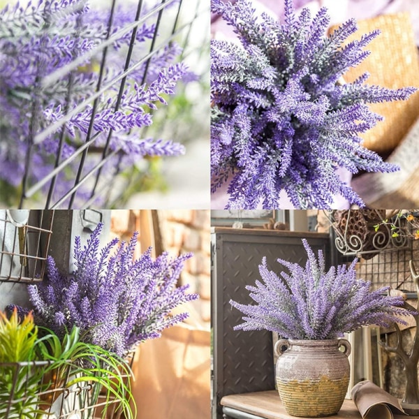 Artificial Lavender 4-Piece Bundle – Lifelike Faux Silk Plants fo