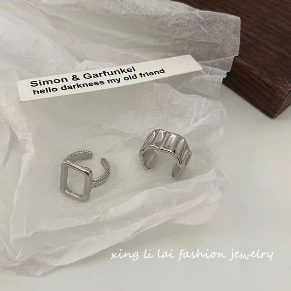 Rustfritt stål klassisk enkel ren åpen statement løfte ring