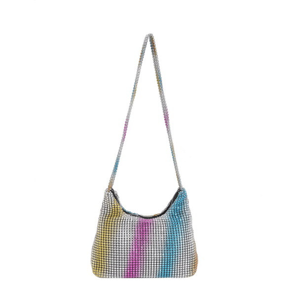 Mode Rhinestone färgglada glänsande handväska kvinnor glittrande kväll