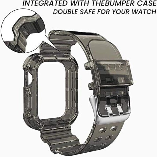 TPU-ranneke yhteensopiva Apple Watch ranneke 45mm musta kirkas säädettävä