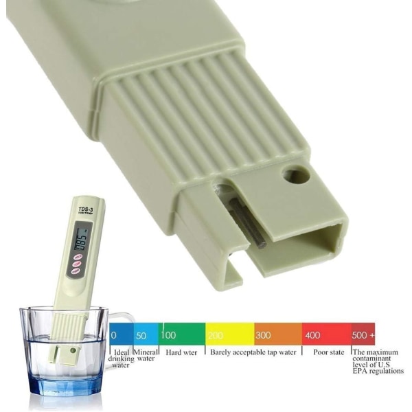 LCD TDS-3-mätare för dricksvattenkvalitetstestare Digital Tempera