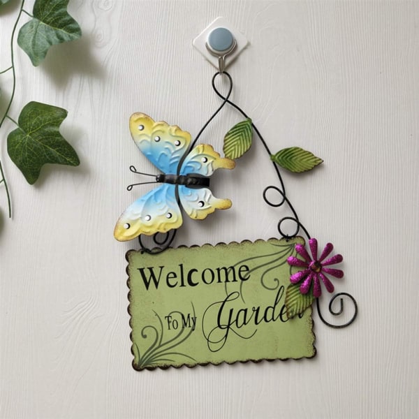 Butterfly Metal Welcome Courtyard Logo Welcome to My Garden Front