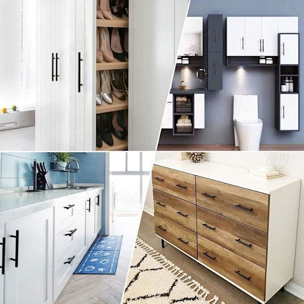 Set med 10 goldenwarm sorte møbelhåndtak sorte kjøkkendørhåndtak