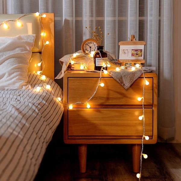 Led Globe String Lights Batteridrevet 20Ft 40 LEDs Varmt Hvit