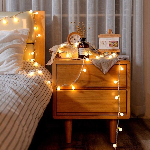 Led Globe String Lights Batteridriven  20Ft 40 LEDs  Varm Vit