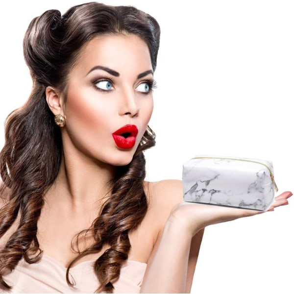 Makeuptaske, letvægts bærbar kosmetiktaske til kvinder PU-læder