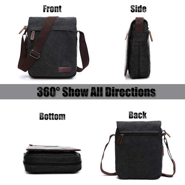 Herr axelväska, canvas crossbody väska, 13,3 tum laptop väska,