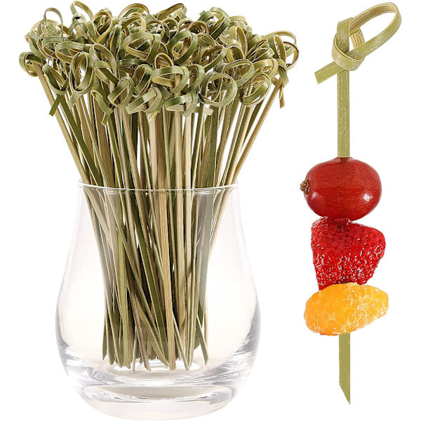 Bambus Cocktail Sticks 200 stk. Bambusspyd 12cm med løkkede kno