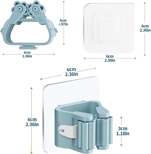 6 st gröna väggmonterade mopp- och kvasthållare halkfria plastmoppklämmor
