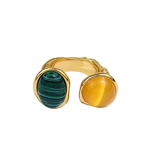 Håndlaget smaragdring for kvinner, opal turkis ring