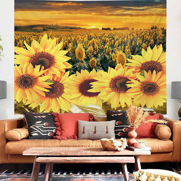 Solsikke Gobelin Solnedgang Solsikkefelt Gobelin Blomsterplante T
