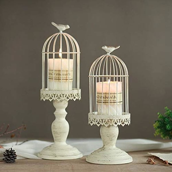 2 Vintage Bird Cage -kynttilänjalkaa Koristeellinen kynttilänjalka Weddille