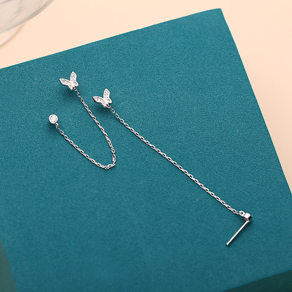 Dobbelt Hul Butterfly Halo Lille Stud Cuff Wrap Kvast Kæde Cra