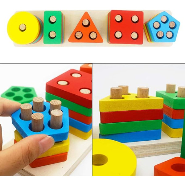 Trä pedagogiska förskolebarn leksaker form färg sortering Blo