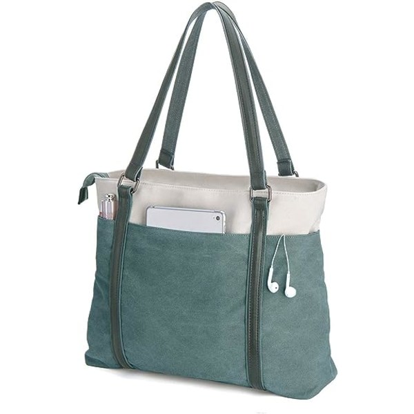 Dam Laptop Tote Arbetsljus Patchwork Canvas 15,6\" Tote Plånbok