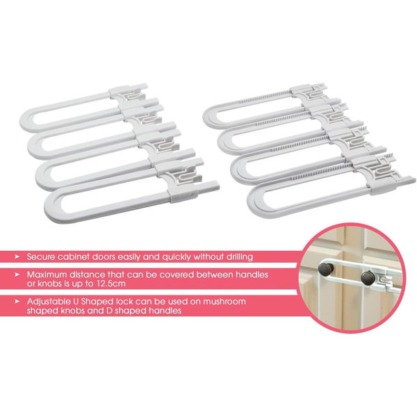 Pack of 4 child safety cabinet latches for baby safe kitchen cupb