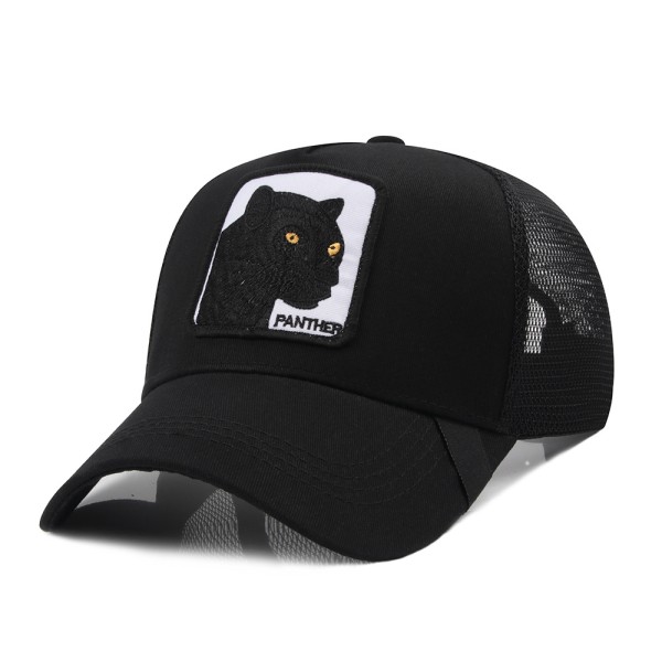 1st Mesh Animal Broderet Hat Snapback Hat Black Panther svart