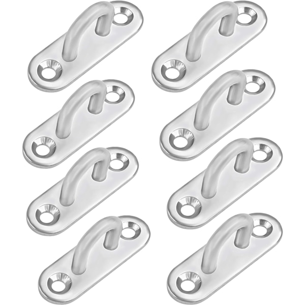Rostfria ögleplattor M5 (8 st) - Långsträckta metallkrokar U-form