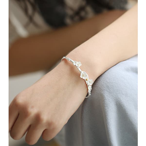 Justerbart sølv bangle armbånd, kvinner 925 sterling sølv brac