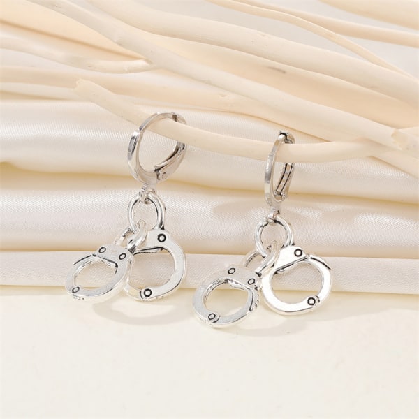 1pc Earrings - Handcuffs Silver