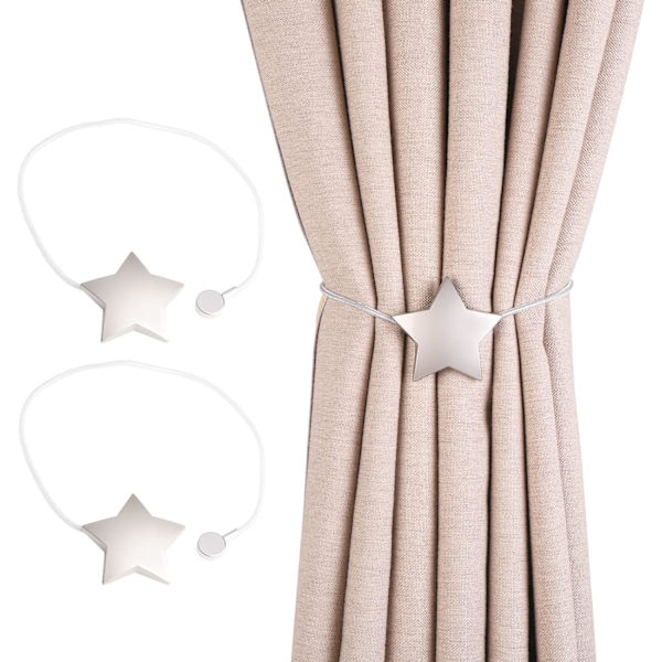 2 stk. magnetiske gardinholdere, legering stjerne gardinholdere gardin