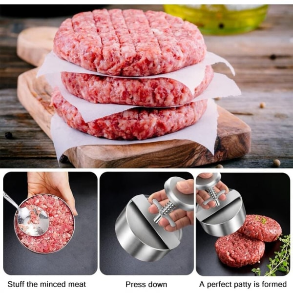 Burgerpresse, Hakket Kødpresse, Non-Stick Fyldt Burgerpresse, 11,5 cm