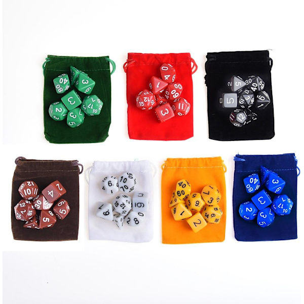 Polyhedron Dice 7-väriset roolipelien datanopat (49 kappaletta)