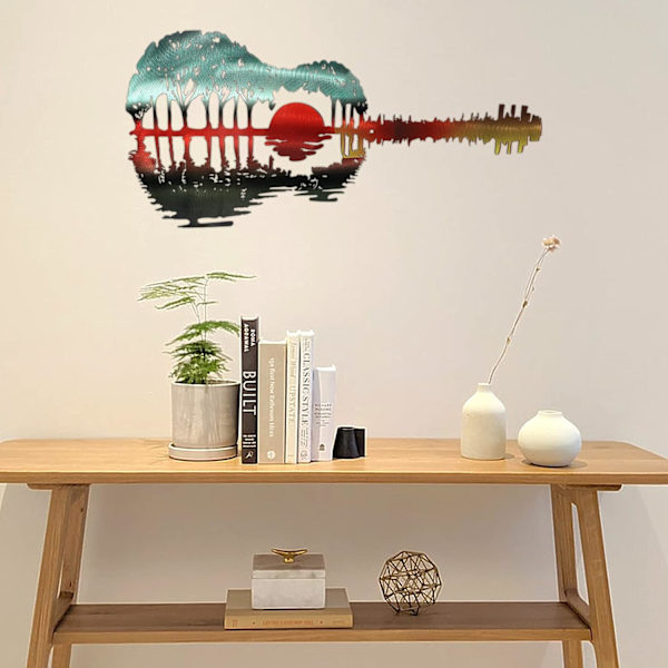 30*15cm Abstrakt flerfarget gitar metallveggkunst bar Dini