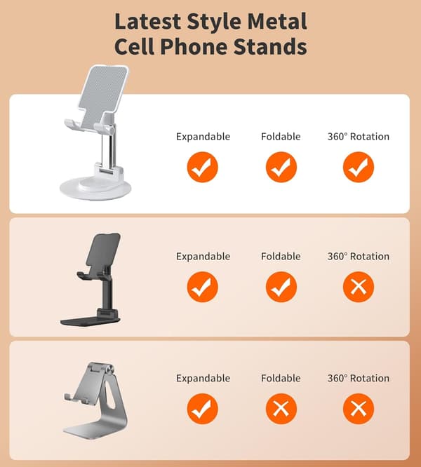 Telefonholder, Foldbar Tablet Stand, Skrivebords Telefonholder, Kompatibl